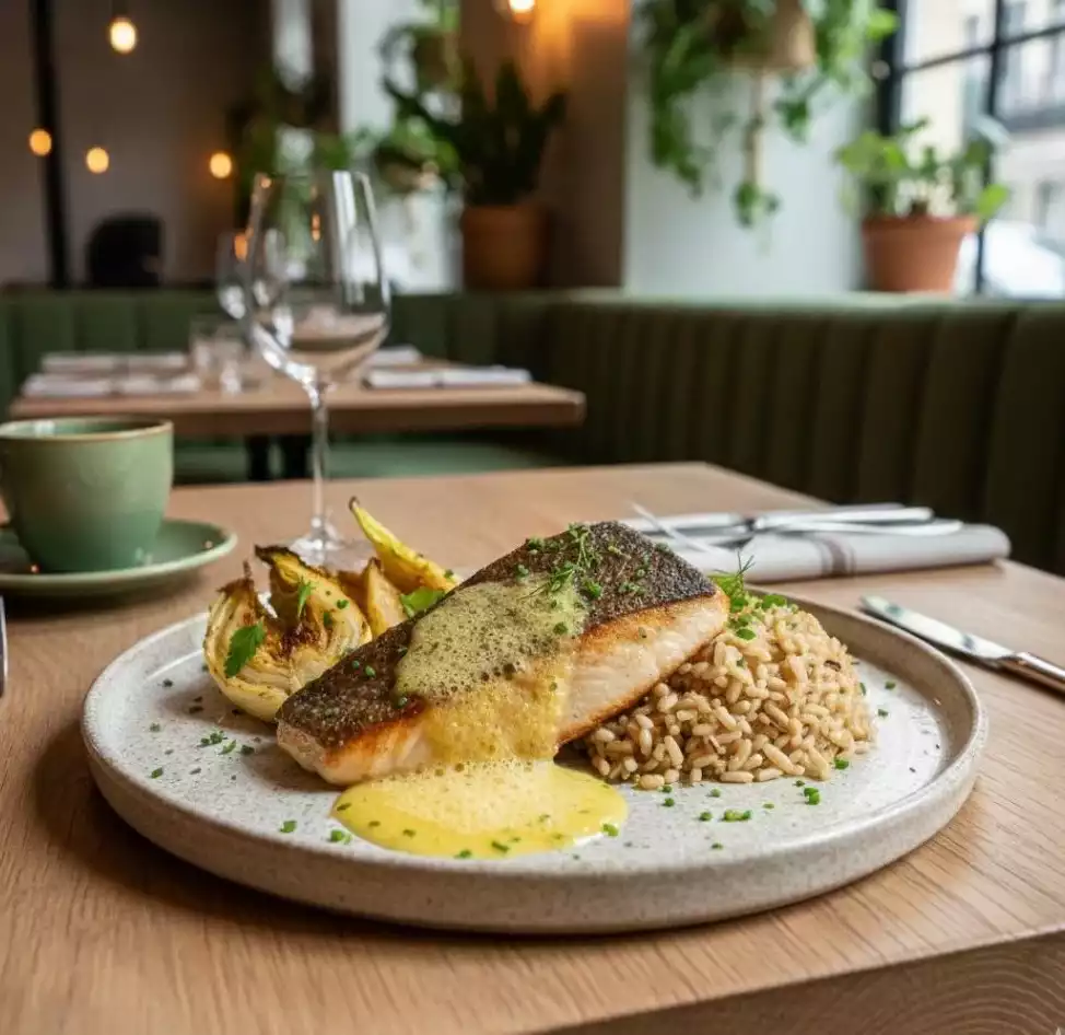 Pavé de truite d’Île-de-France, beurre citronné